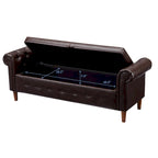 Banc ottoman avec accoudoirs, banc en cuir PU capitonné, tabouret de canapé avec repose-pieds pour entrée, salon et fenêtre