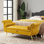 Banc ottoman avec accoudoirs, banc en cuir PU capitonné, tabouret de canapé avec repose-pieds pour entrée, salon et fenêtre