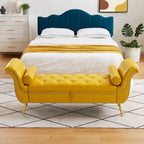 Banc ottoman avec accoudoirs, banc en cuir PU capitonné, tabouret de canapé avec repose-pieds pour entrée, salon et fenêtre
