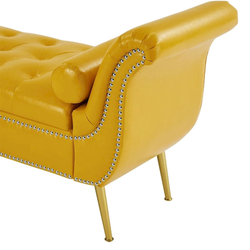 Banc ottoman avec accoudoirs, banc en cuir PU capitonné, tabouret de canapé avec repose-pieds pour entrée, salon et fenêtre