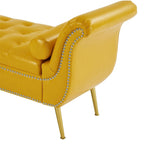 Banc ottoman avec accoudoirs, banc en cuir PU capitonné, tabouret de canapé avec repose-pieds pour entrée, salon et fenêtre