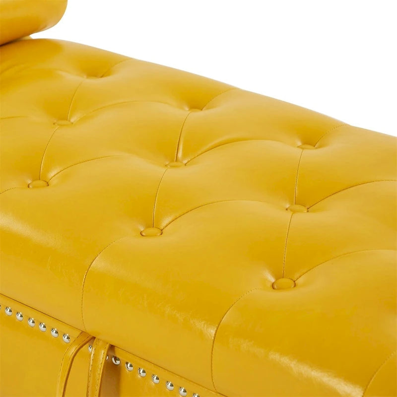 Banc ottoman avec accoudoirs, banc en cuir PU capitonné, tabouret de canapé avec repose-pieds pour entrée, salon et fenêtre