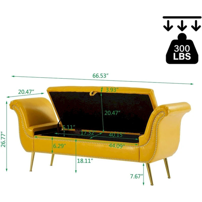 Banc ottoman avec accoudoirs, banc en cuir PU capitonné, tabouret de canapé avec repose-pieds pour entrée, salon et fenêtre