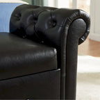Banc ottoman avec accoudoirs, banc en cuir PU capitonné, tabouret de canapé avec repose-pieds pour entrée, salon et fenêtre