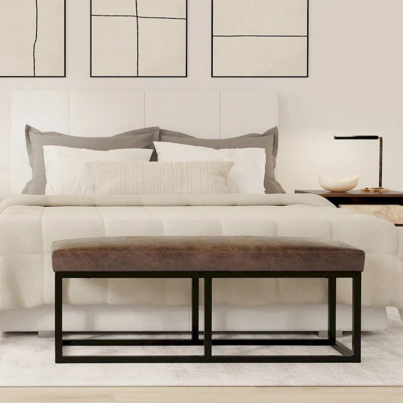 Banc ottoman rectangulaire contemporain WYNDENHALL Kerwood de 112 cm de large - 37 cm de profondeur x 112 cm de largeur x 47 cm de hauteur