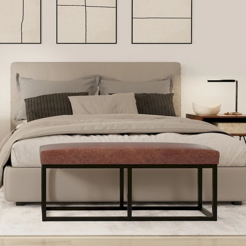 Banc ottoman rectangulaire contemporain WYNDENHALL Kerwood de 112 cm de large - 37 cm de profondeur x 112 cm de largeur x 47 cm de hauteur