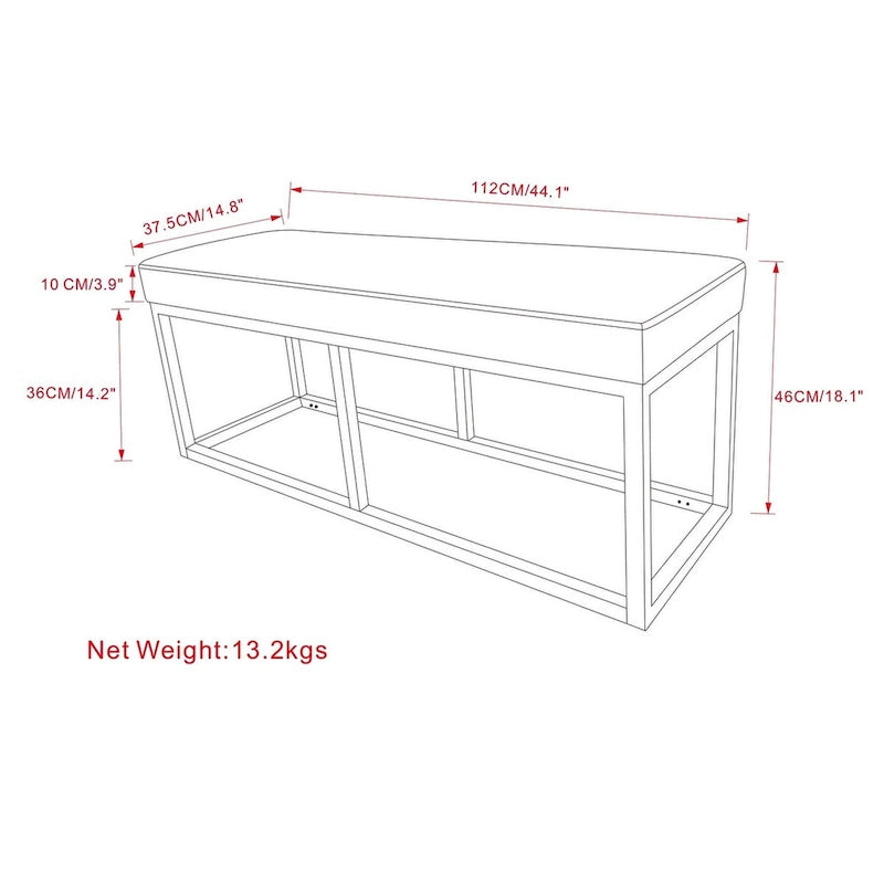 Banc ottoman rectangulaire contemporain WYNDENHALL Kerwood de 112 cm de large - 37 cm de profondeur x 112 cm de largeur x 47 cm de hauteur