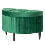 Banc ottoman de rangement demi-lune moderne en velours capitonné, vert