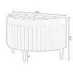 Banc ottoman de rangement demi-lune moderne en velours capitonné, vert