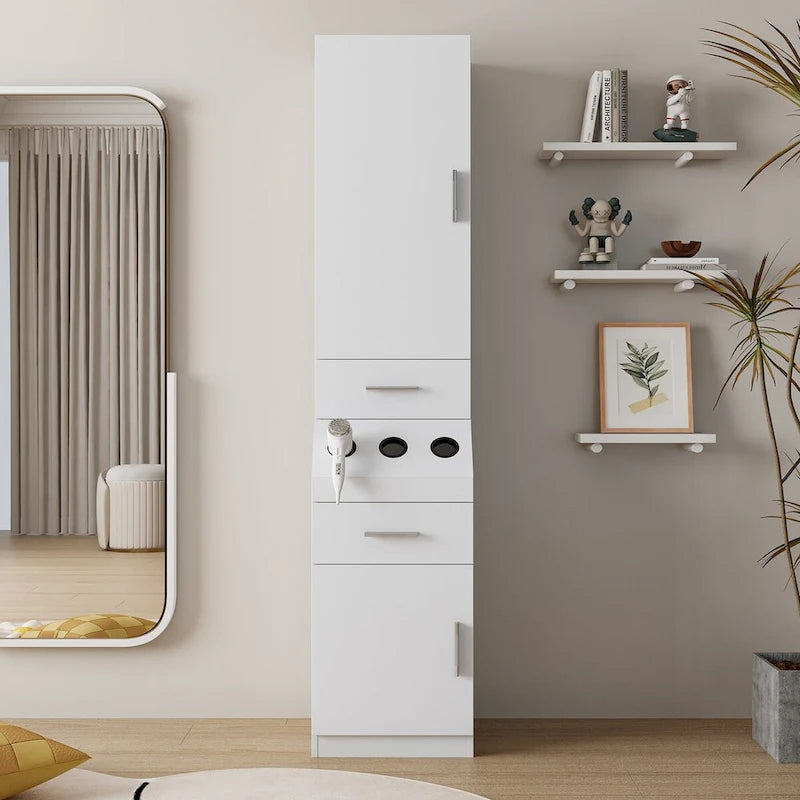 Barber Stations with 2-Tier Storage Shelf with Door,Hair Styling Storage Cabinet with 2 Drawer