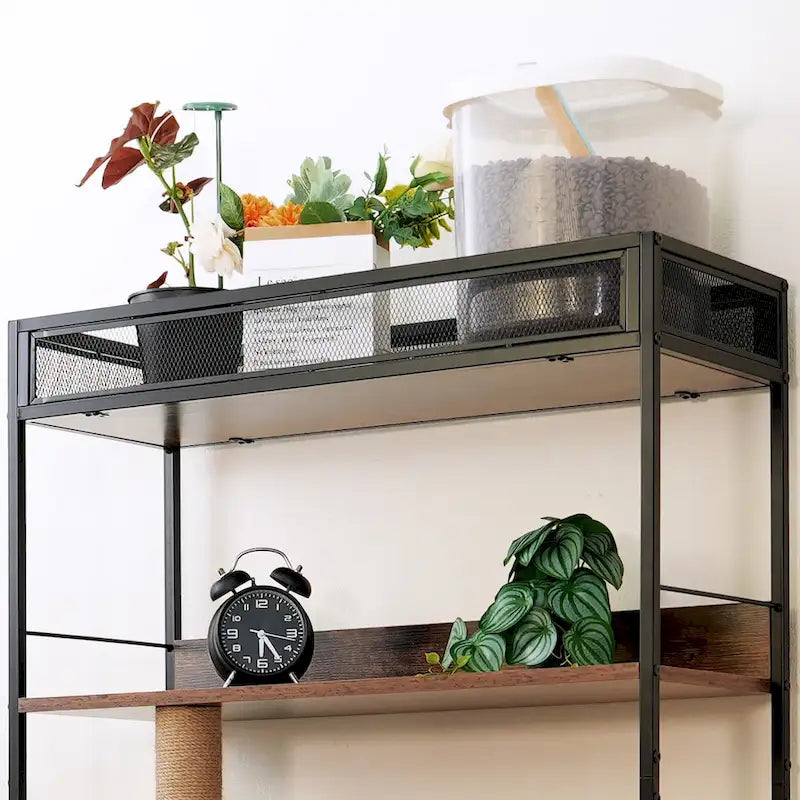 Enclos pour bac à litière avec étagères, bac à litière dissimulé avec griffoirs, mobilier pour bac à litière, arbre à chat en bois