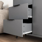 Meuble de rangement à 3 tiroirs et étagère réglable, meuble style milieu du siècle avec porte, meuble d'appoint