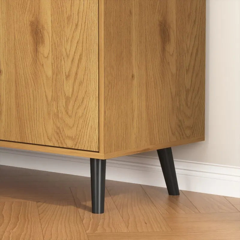 Meuble de rangement à 3 tiroirs et étagère réglable, meuble style milieu du siècle avec porte, meuble d'appoint