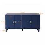 Meuble de rangement élégant et fonctionnel à 4 portes avec pieds en pin et structure en MDF, idéal pour le salon, la chambre et la cuisine.