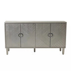 Meuble de rangement élégant et fonctionnel à 4 portes avec pieds en pin et structure en MDF, idéal pour le salon, la chambre et la cuisine.