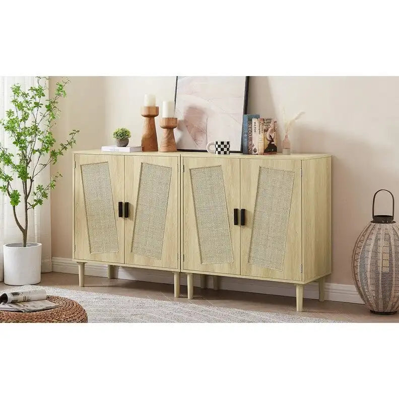 Meuble d'appoint Grondin style bohème à 2 portes, buffet/console de rangement moderne du milieu du siècle pour bureau à domicile