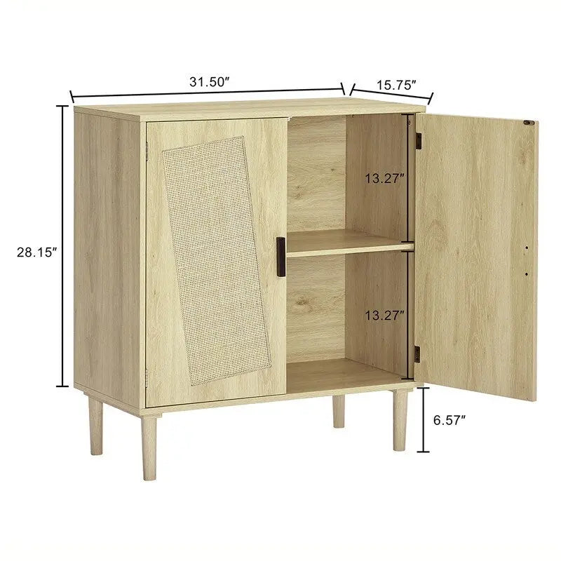 Meuble d'appoint Grondin style bohème à 2 portes, buffet/console de rangement moderne du milieu du siècle pour bureau à domicile