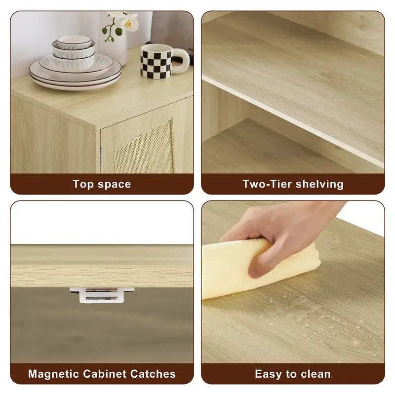 Meuble d'appoint Grondin style bohème à 2 portes, buffet/console de rangement moderne du milieu du siècle pour bureau à domicile