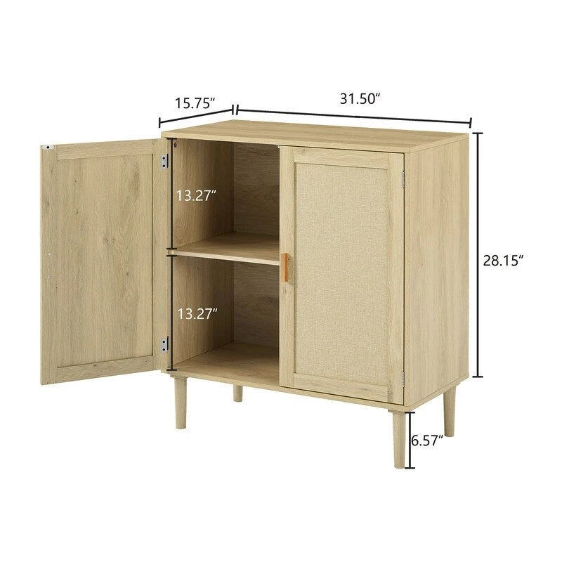 Meuble d'appoint Grondin style bohème à 2 portes, buffet/console de rangement moderne du milieu du siècle pour bureau à domicile
