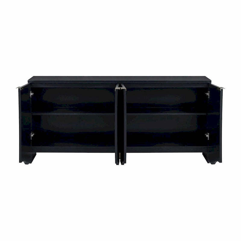 Meuble à quatre portes à rayures verticales et motif ondulé