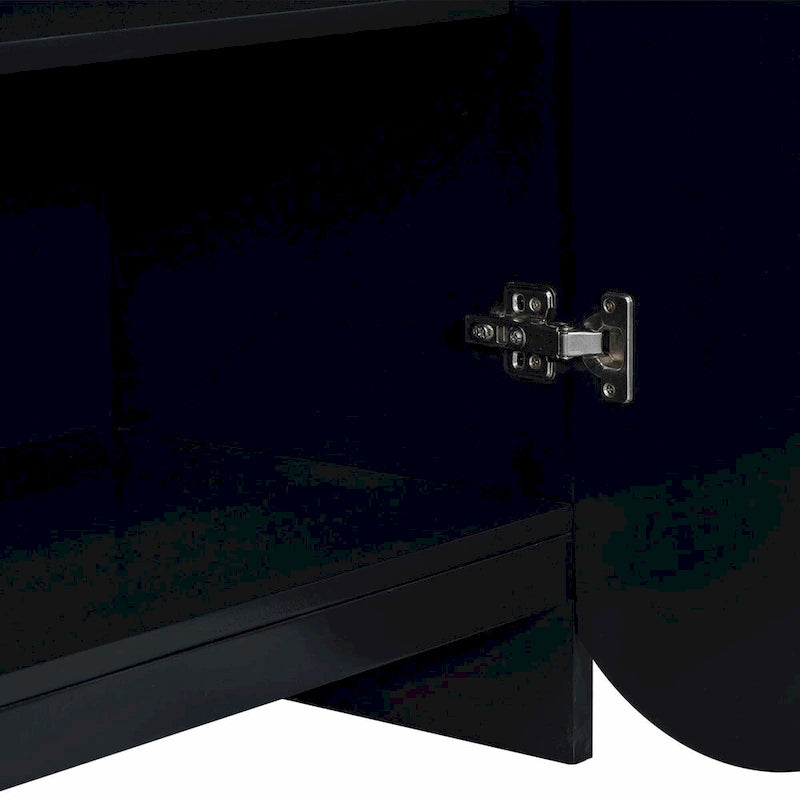 Meuble à quatre portes à rayures verticales et motif ondulé