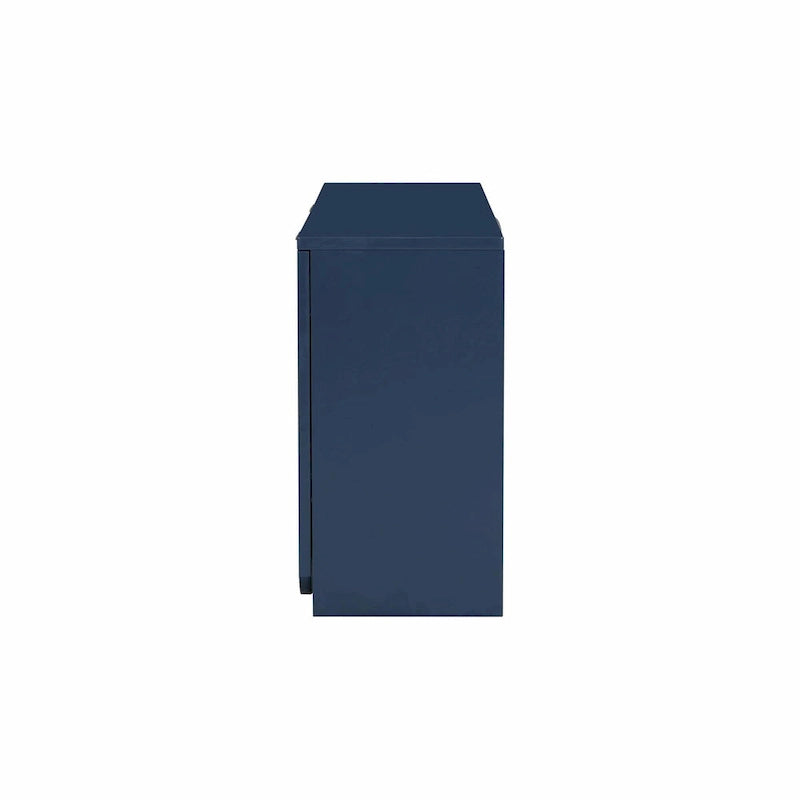 Meuble à quatre portes à rayures verticales et motif ondulé