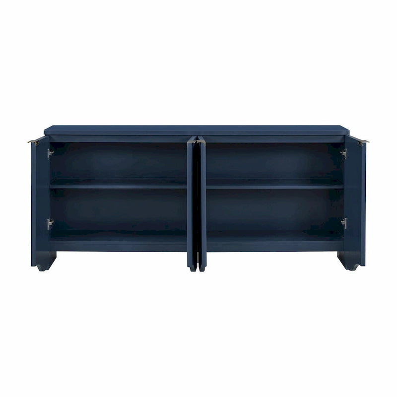 Meuble à quatre portes à rayures verticales et motif ondulé