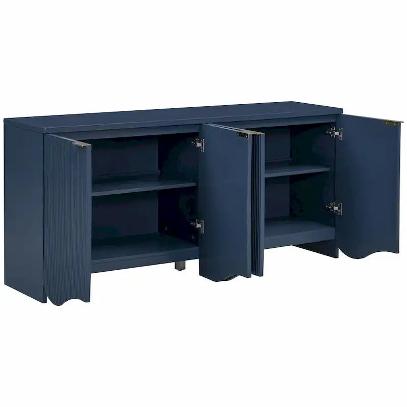 Meuble à quatre portes à rayures verticales et motif ondulé