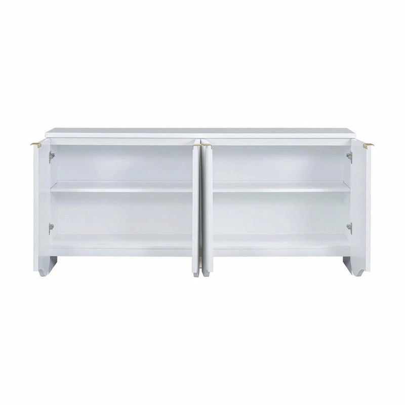 Meuble à quatre portes à rayures verticales et motif ondulé