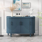 Modern Curved Sideboard Storage Cabinet Wooden Cabinet with 4 Doors and Adjustable Shelves