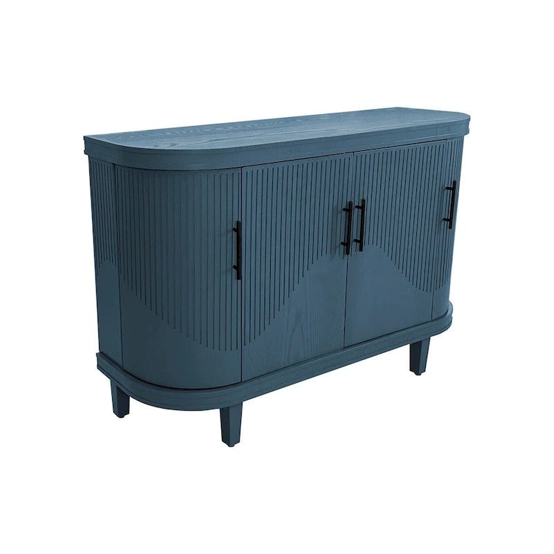 Buffet moderne incurvé en bois avec 4 portes et étagères réglables