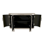 Buffet moderne incurvé en bois avec 4 portes et étagères réglables