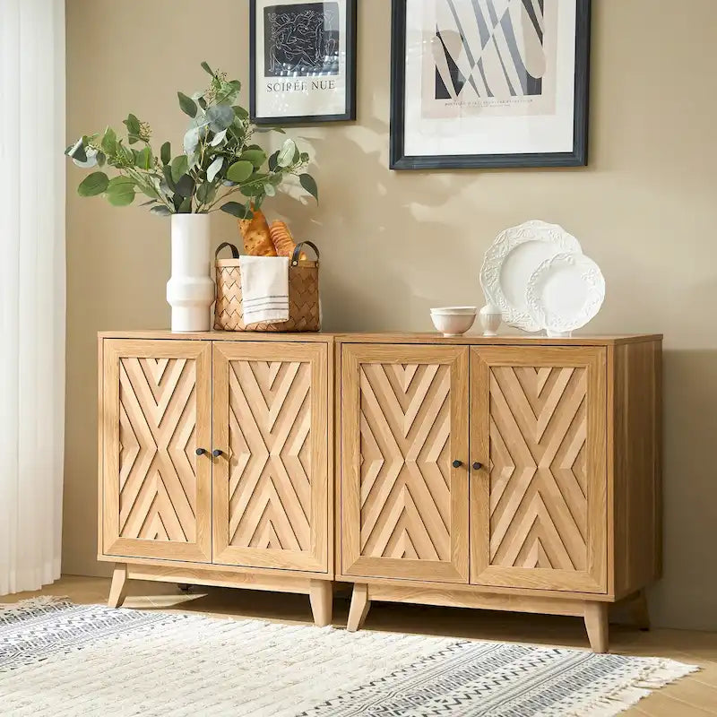 Ensemble de 2 meubles d'appoint Joseph Midcentury de 76 cm de haut et 2 portes, par HULALA HOME