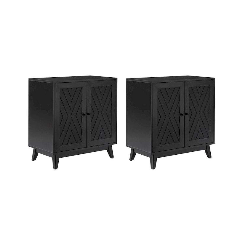 Ensemble de 2 meubles d'appoint Joseph Midcentury de 76 cm de haut et 2 portes, par HULALA HOME
