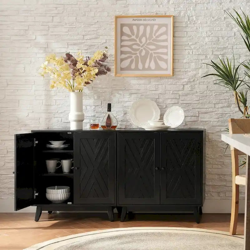 Ensemble de 2 meubles d'appoint Joseph Midcentury de 76 cm de haut et 2 portes, par HULALA HOME