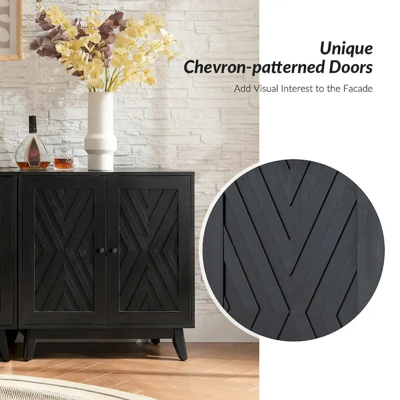 Ensemble de 2 meubles d'appoint Joseph Midcentury de 76 cm de haut et 2 portes, par HULALA HOME