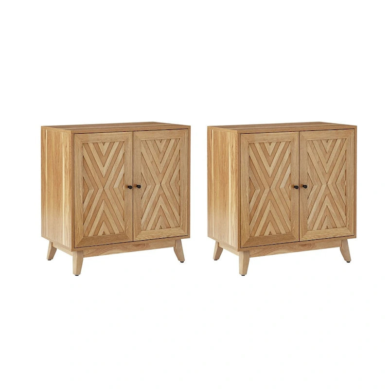Ensemble de 2 meubles d'appoint Joseph Midcentury de 76 cm de haut et 2 portes, par HULALA HOME