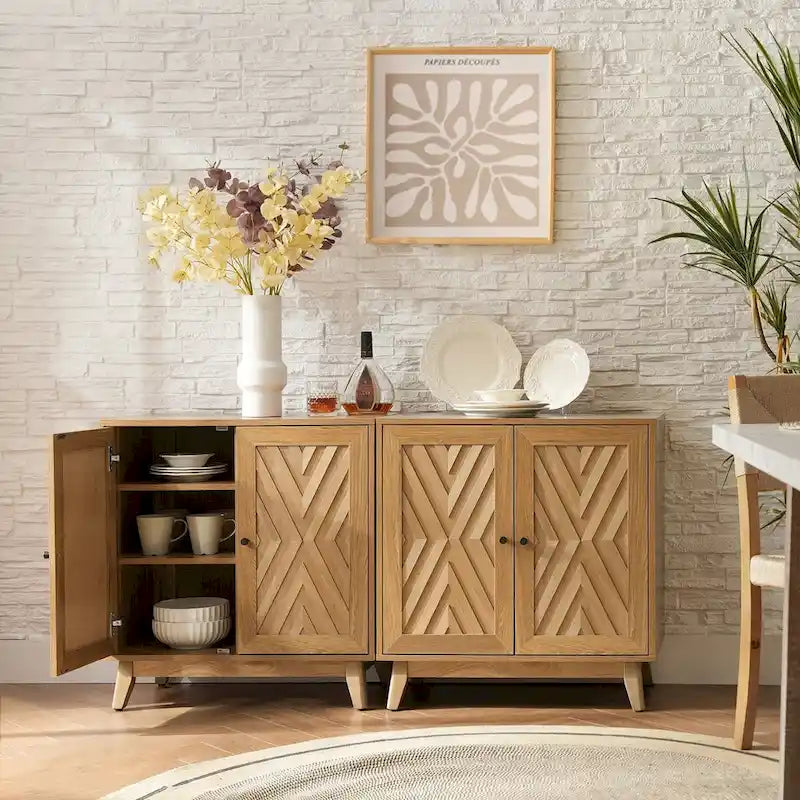 Ensemble de 2 meubles d'appoint Joseph Midcentury de 76 cm de haut et 2 portes, par HULALA HOME