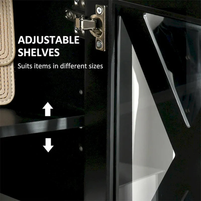 Buffet en bois avec tiroirs de rangement et porte vitrée - Non applicable