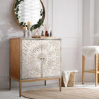 Meuble d'appoint moderne du milieu du siècle, en bois, à 2 portes, pouvant servir de table basse d'entrée, de buffet de chambre ou de commode - 75 cm (29,5 pouces)