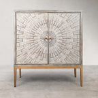 Meuble d'appoint moderne du milieu du siècle, en bois, à 2 portes, pouvant servir de table basse d'entrée, de buffet de chambre ou de commode - 75 cm (29,5 pouces)