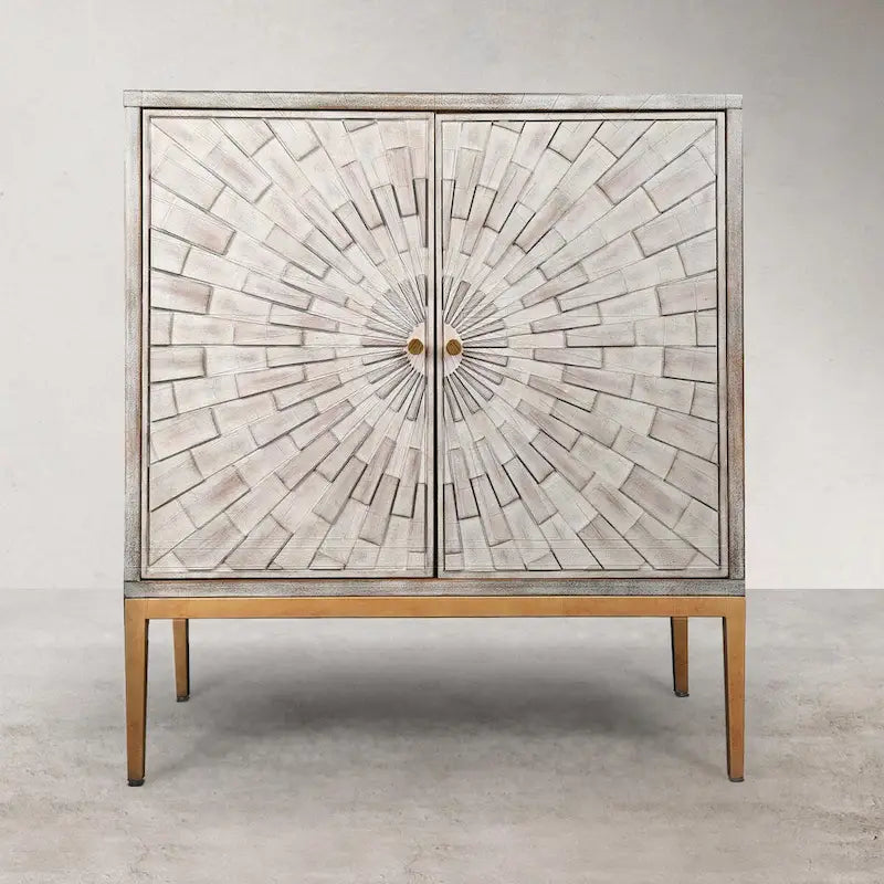 Meuble d'appoint moderne du milieu du siècle, en bois, à 2 portes, pouvant servir de table basse d'entrée, de buffet de chambre ou de commode - 75 cm (29,5 pouces)