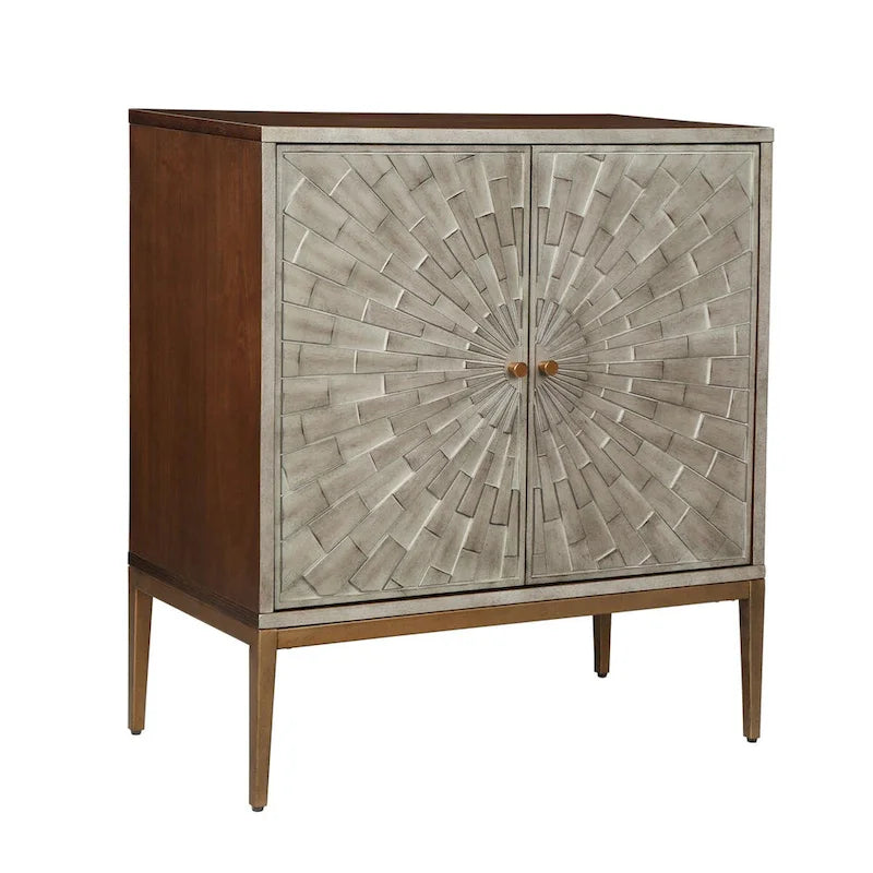 Meuble d'appoint moderne du milieu du siècle, en bois, à 2 portes, pouvant servir de table basse d'entrée, de buffet de chambre ou de commode - 75 cm (29,5 pouces)