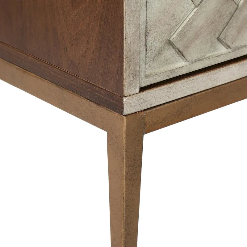 Meuble d'appoint moderne du milieu du siècle, en bois, à 2 portes, pouvant servir de table basse d'entrée, de buffet de chambre ou de commode - 75 cm (29,5 pouces)