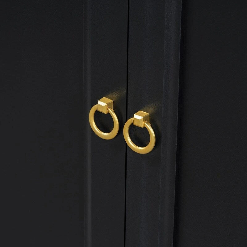 Buffet moderne avec très grand espace de rangement, poignées et pieds de support en métal, idéal pour le salon et la salle à manger.