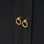 Buffet moderne avec très grand espace de rangement, poignées et pieds de support en métal, idéal pour le salon et la salle à manger.