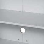 Buffet moderne avec très grand espace de rangement, poignées et pieds de support en métal, idéal pour le salon et la salle à manger.