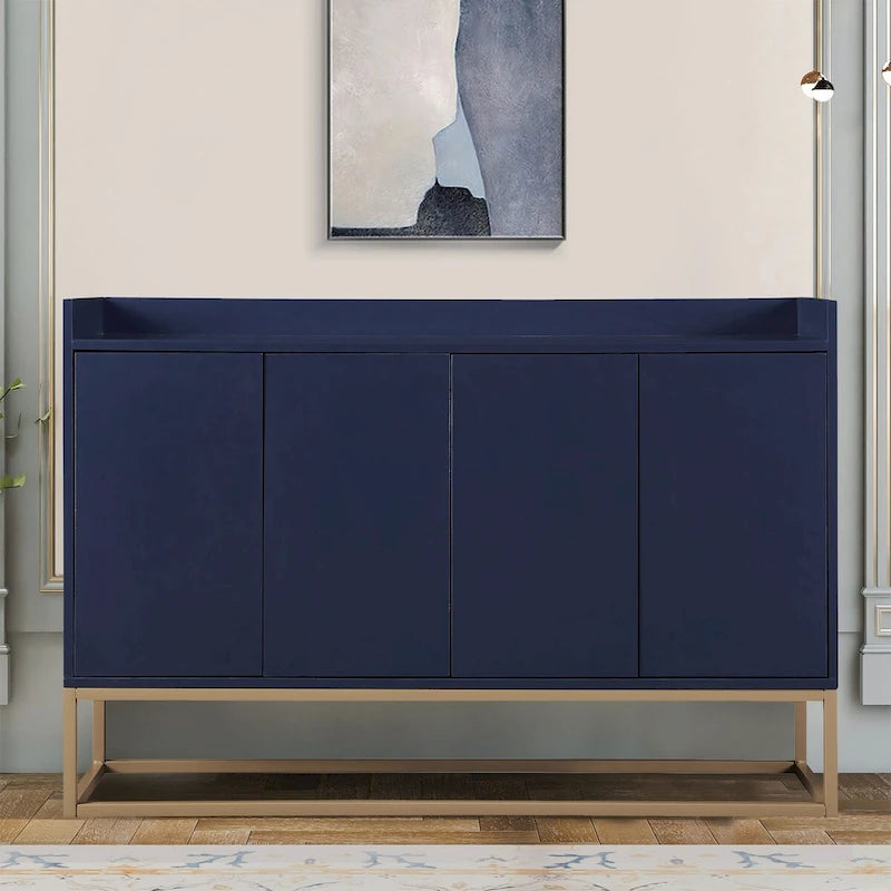 Buffet minimaliste en bois, autoportant, avec pieds en métal