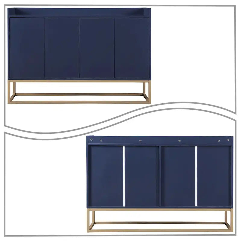 Buffet minimaliste en bois, autoportant, avec pieds en métal