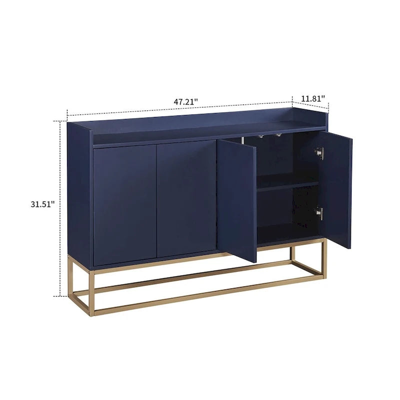 Buffet minimaliste en bois, autoportant, avec pieds en métal